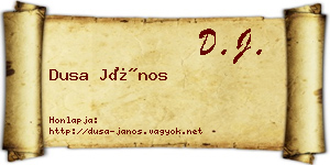 Dusa János névjegykártya