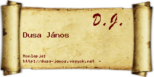 Dusa János névjegykártya